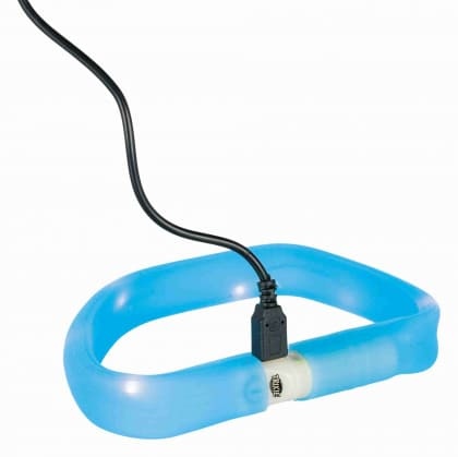 Flash Leuchtband USB, Silikon, M–L: blau